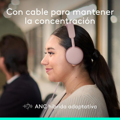 Diadema Profesional Logitech Zone Wireless 2 ES con ANC Híbrida Adaptativa - Rosado