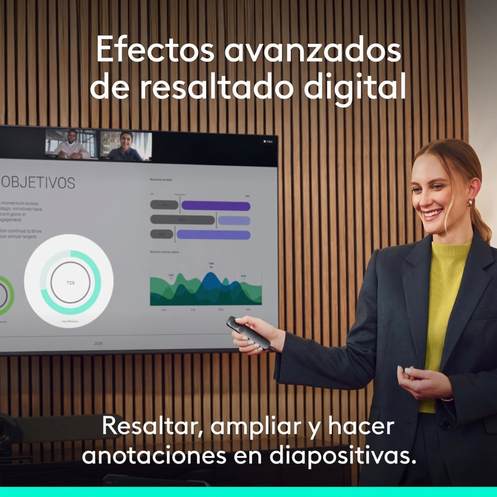 Presentador Inalambrico Logitech Spotlight 2 BT, USB-C - Negro