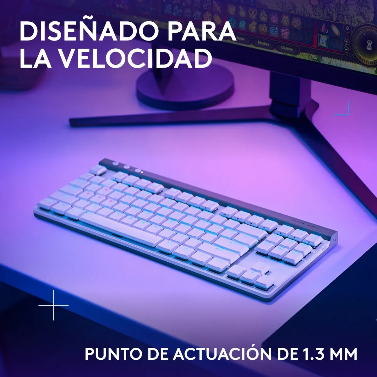 Teclado Gamer Inalámbrico, Logitech G515 Lightspeed Tkl, Blanco