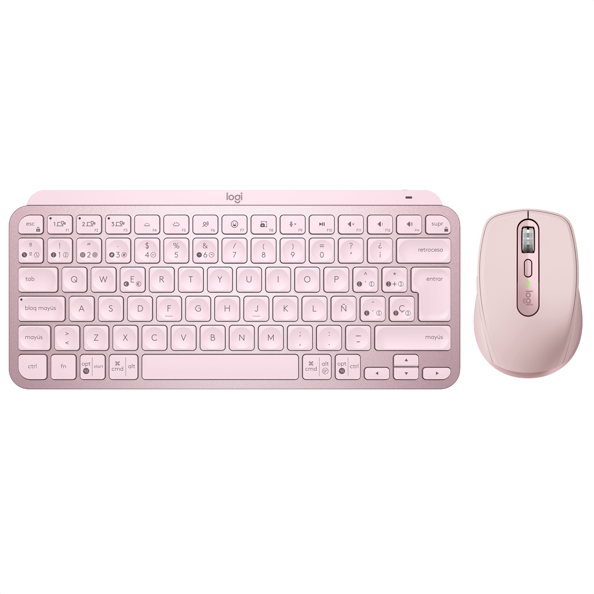 Combo Logitech Teclado Mx Keys Mini + Mouse Mx Anywhere 3s - Rosa