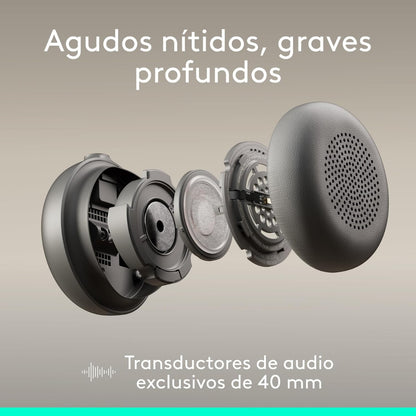 Diadema Profesional Logitech Zone Wireless 2 ES con ANC Híbrida Adaptativa - Grafito
