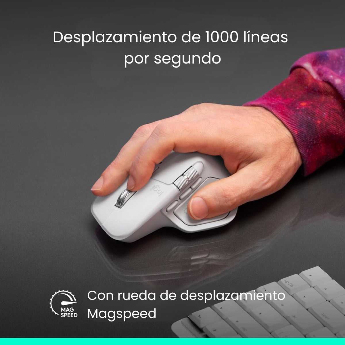 Diadema Profesional Bluetooth Logitech Zone Vibe 100 Micrófono Flip-to-Mute + Mouse Inalámbrico Avanzado Logitech MX Master 4 Recargable Bluetooth/Bolt - Blanco + Obsequio Estuche