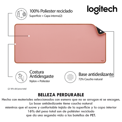 Combo Inalámbrico Logitech Teclado Wave Keys + Mouse Ergonomico Lift + Padmouse DeskMat Lila Rosa