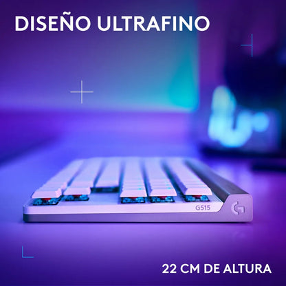 Teclado Gamer Mecánico Logitech G515 TKL de Perfil Bajo con RGB LIGHTSYNC - Blanco + Mouse Pad Gamer Logitech G640 Tela Grande 400x460mm - Negro
