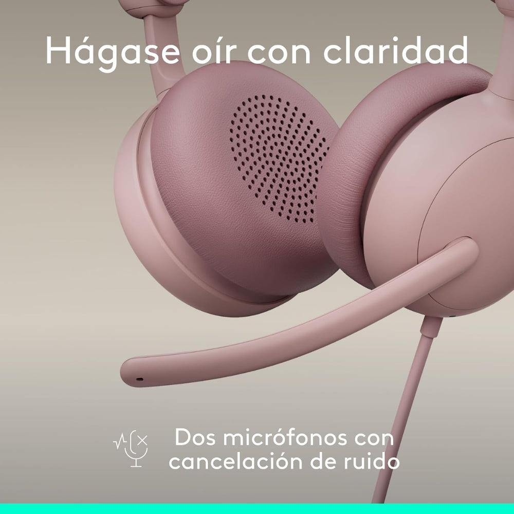Diadema Profesional Logitech Zone Wireless 2 ES con ANC Híbrida Adaptativa - Rosado
