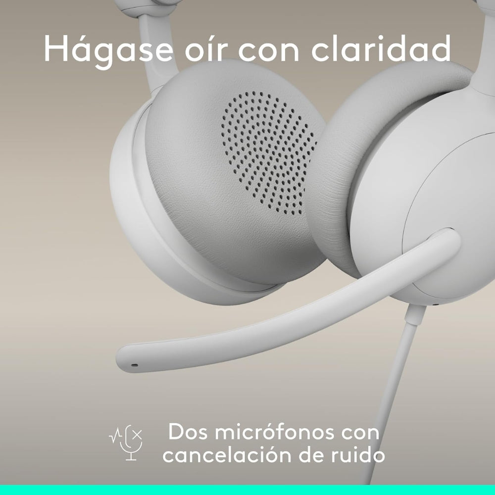 Diadema Profesional Logitech Zone Wireless 2 ES con ANC Híbrida Adaptativa - Blanco Crudo