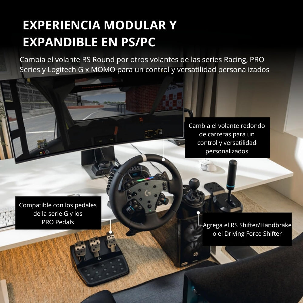 Volante De Carreras Logitech RS50 TrueForce + Palanca De Cambios & Freno De Mano Para Timones Logitech Rs