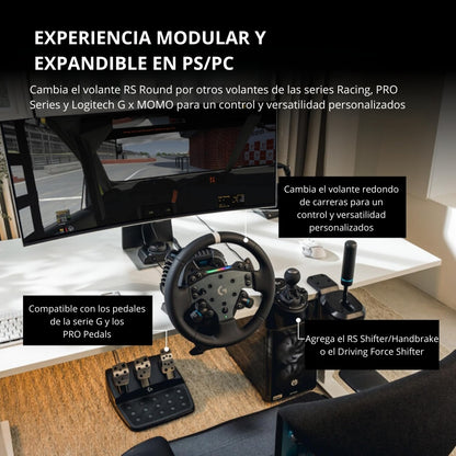 Volante De Carreras Logitech RS50 TrueForce + Palanca De Cambios & Freno De Mano Para Timones Logitech Rs
