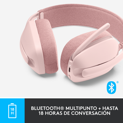 Diadema Profesional Bluetooth Logitech Zone Vibe 100 Micrófono Flip-to-Mute + Mouse Inalámbrico Avanzado Logitech MX Master 4 Recargable Bluetooth/Bolt - Rosa + Obsequio Estuche