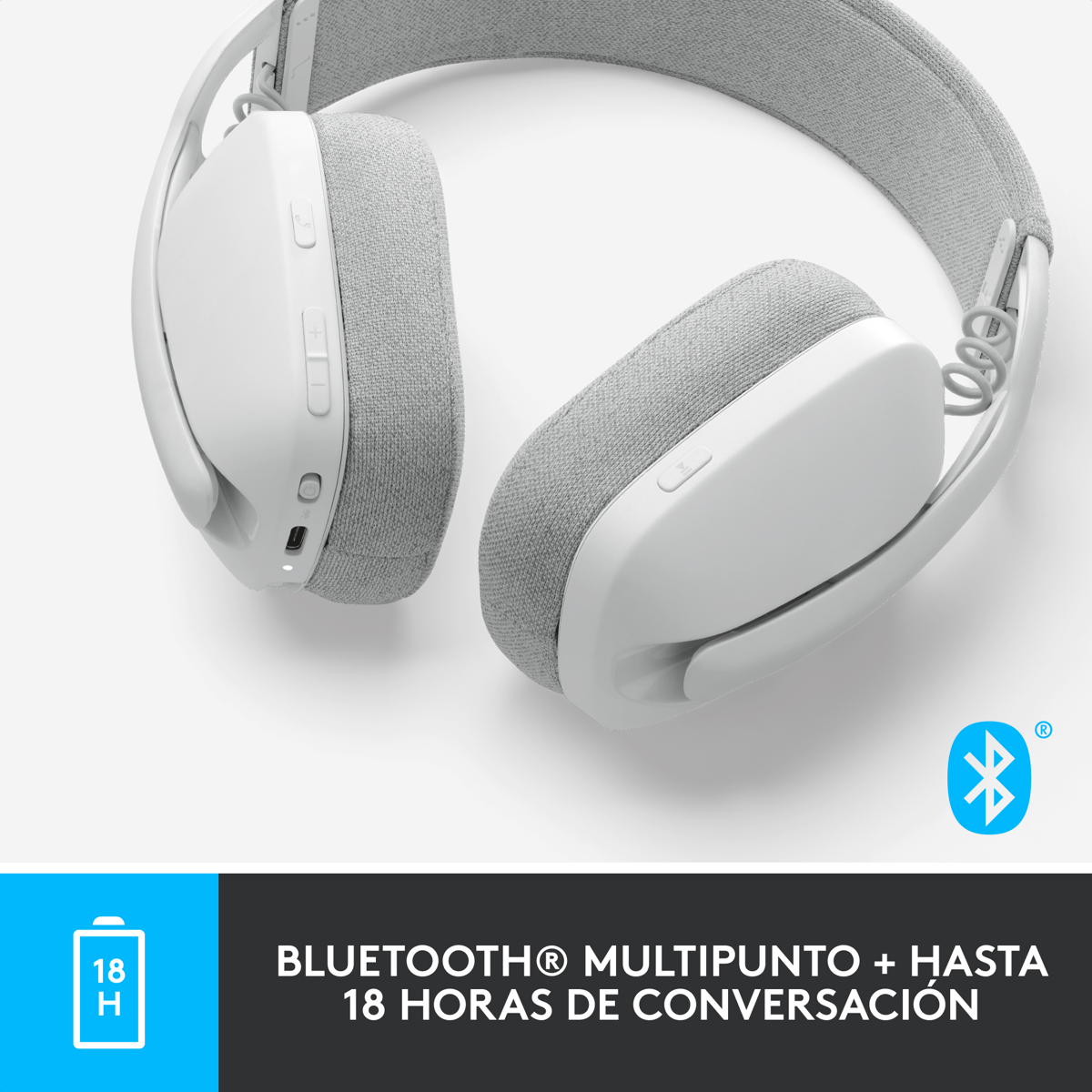 Diadema Profesional Bluetooth Logitech Zone Vibe 100 Micrófono Flip-to-Mute + Mouse Inalámbrico Avanzado Logitech MX Master 4 Recargable Bluetooth/Bolt - Blanco + Obsequio Estuche