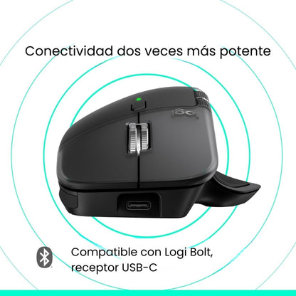 Teclado Avanzado Recargable, Logitech Mx Keys Mini - Grafito + Mouse Inalámbrico Avanzado Logitech MX Master 4 Bluetooth/Bolt - Grafito