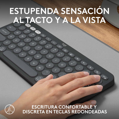 Teclado Bluetooth Logitech Pebble Keys 2 K380s Multidispositivo + Logitech M240 Silencioso Ratón Bluetooth Inalámbrico - Grafito