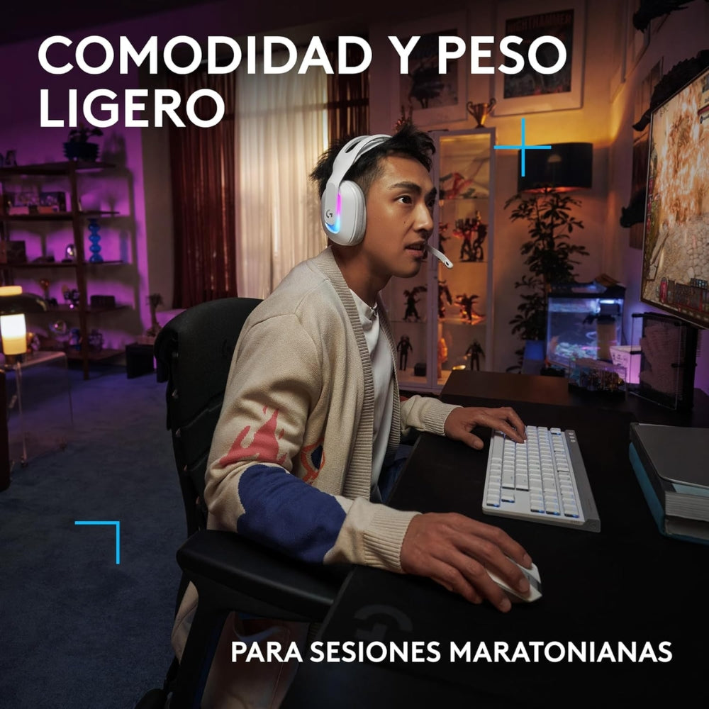 Auriculares Gamer Inalámbricos Logitech G522 LIGHTSPEED con RGB LIGHTSYNC Blanco + Obsequio Soporte para Diadema