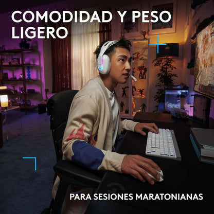 Auriculares Gamer Inalámbricos Logitech G522 LIGHTSPEED con RGB LIGHTSYNC Blanco + Obsequio Soporte para Diadema