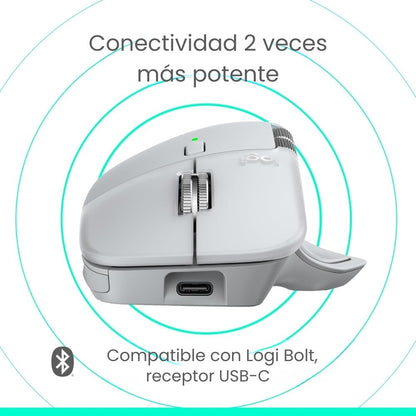 Diadema Profesional Bluetooth Logitech Zone Vibe 100 Micrófono Flip-to-Mute + Mouse Inalámbrico Avanzado Logitech MX Master 4 Recargable Bluetooth/Bolt - Blanco + Obsequio Estuche