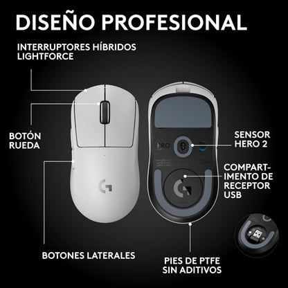 Mouse Gamer Inalámbrico Logitech G Pro X Superlight 2 SE, Blanco