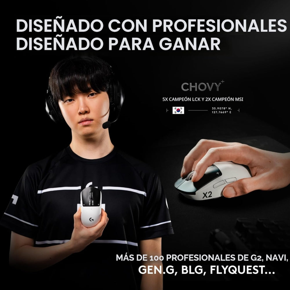 Mouse Gamer Inalámbrico Logitech G PRO X2 SUPERSTRIKE Lightspeed - Blanco/Negro