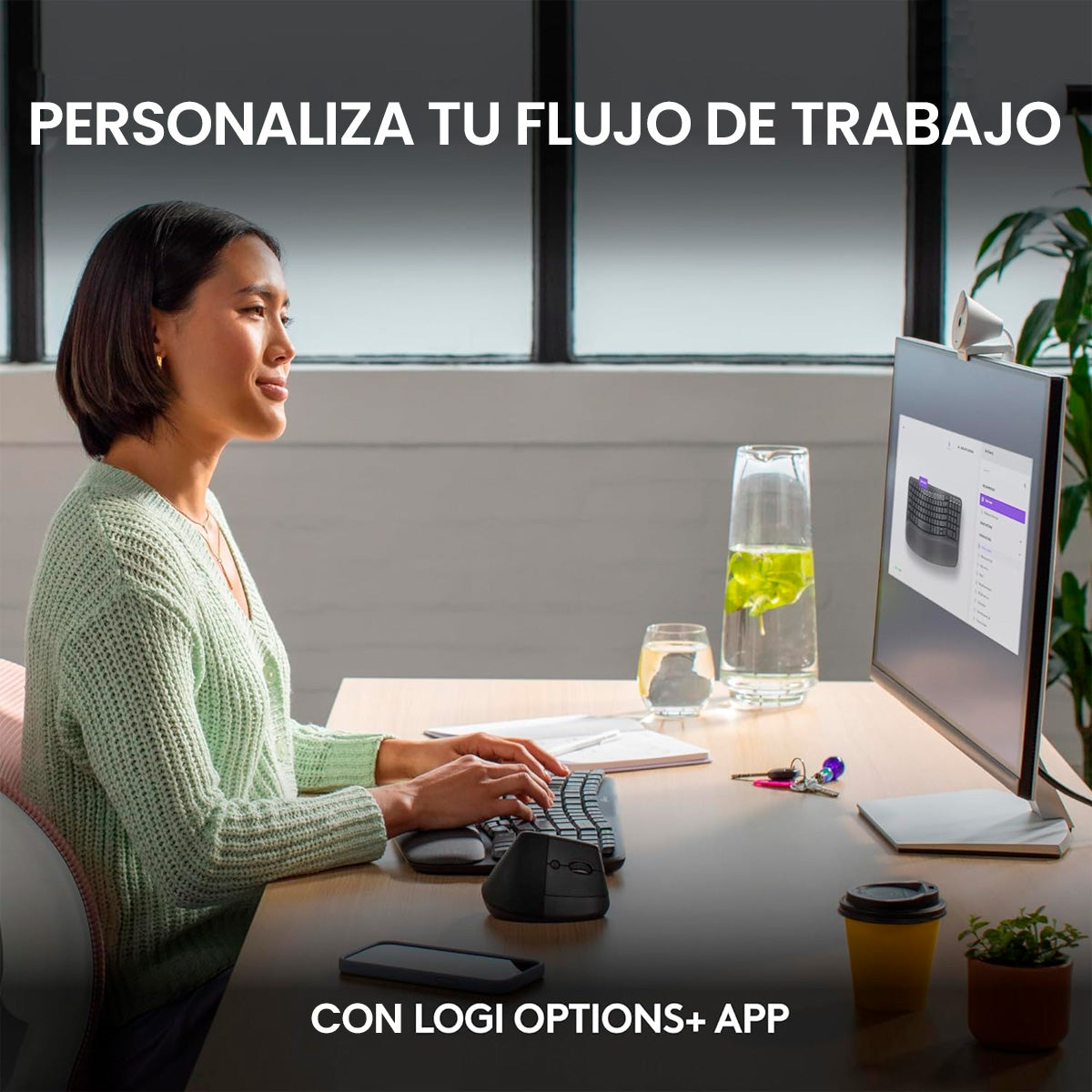 Combo Inalámbrico Logitech Teclado Wave Keys + Mouse Ergonomico M575s + Padmouse DeskMat