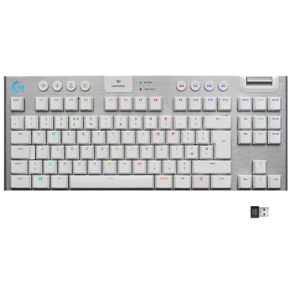 Teclado Gamer Logitech G915 Tkl, Mecánico Inalámbrico Blanco
