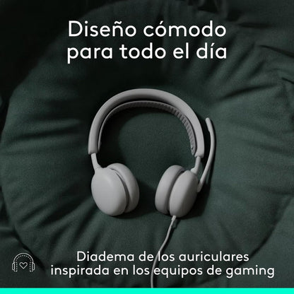 Diadema Profesional Logitech Zone Wireless 2 ES con ANC Híbrida Adaptativa - Blanco Crudo