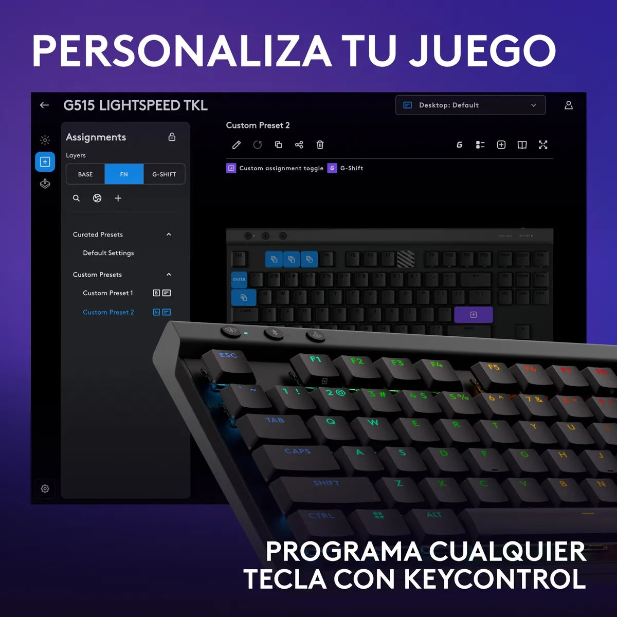 Teclado Gamer Inalámbrico, Logitech G515 Lightspeed Tkl, Negro