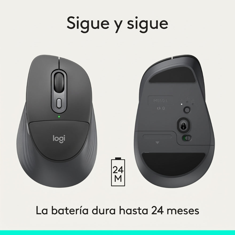 Mouse Inalámbrico Logitech Signature Comfort Plus M850 L Multidispositivo Bluetooth - Grafito