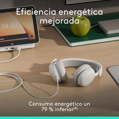 Diadema Profesional Logitech Zone Wireless 2 ES con ANC Híbrida Adaptativa - Blanco Crudo