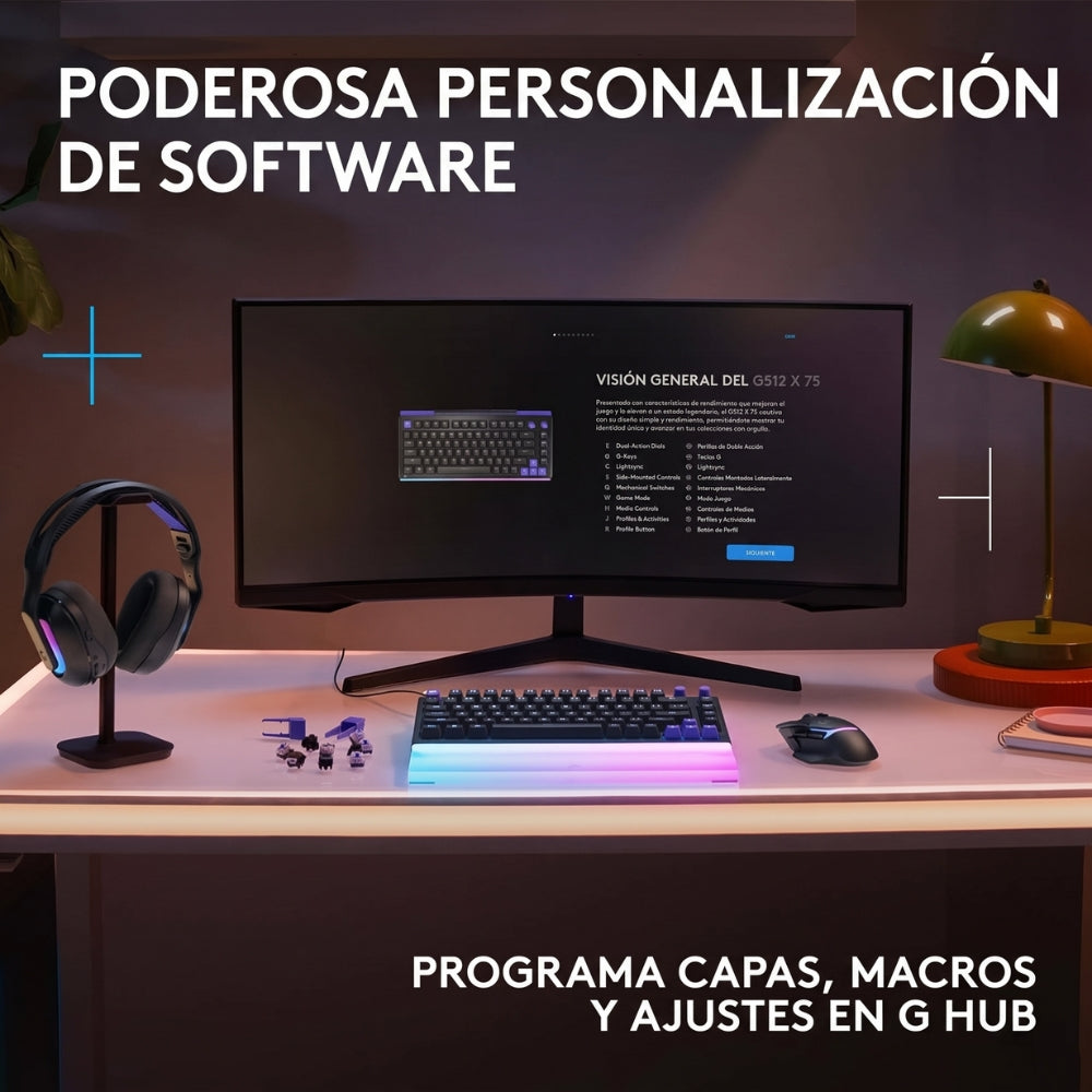 Teclado Gamer Mecanico Logitech G512 X 75 Switch Tactil - Negro