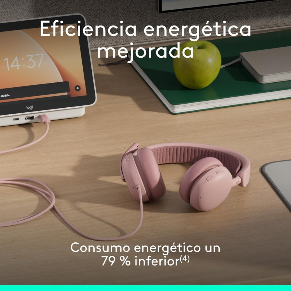 Diadema Profesional Logitech Zone Wireless 2 ES con ANC Híbrida Adaptativa - Rosado