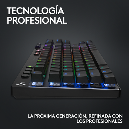 Teclado Gamer Inalámbrico Logitech G PRO X TKL LIGHTSPEED RGB LIGHTSYNC - Negro + Mouse Pad Gamer Logitech G640 Tela Grande 400x460mm - Negro