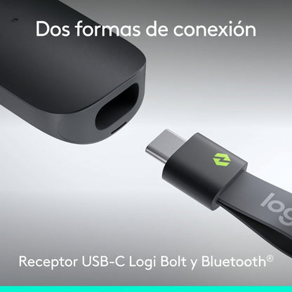 Presentador Inalambrico Logitech Spotlight 2 BT, USB-C - Negro