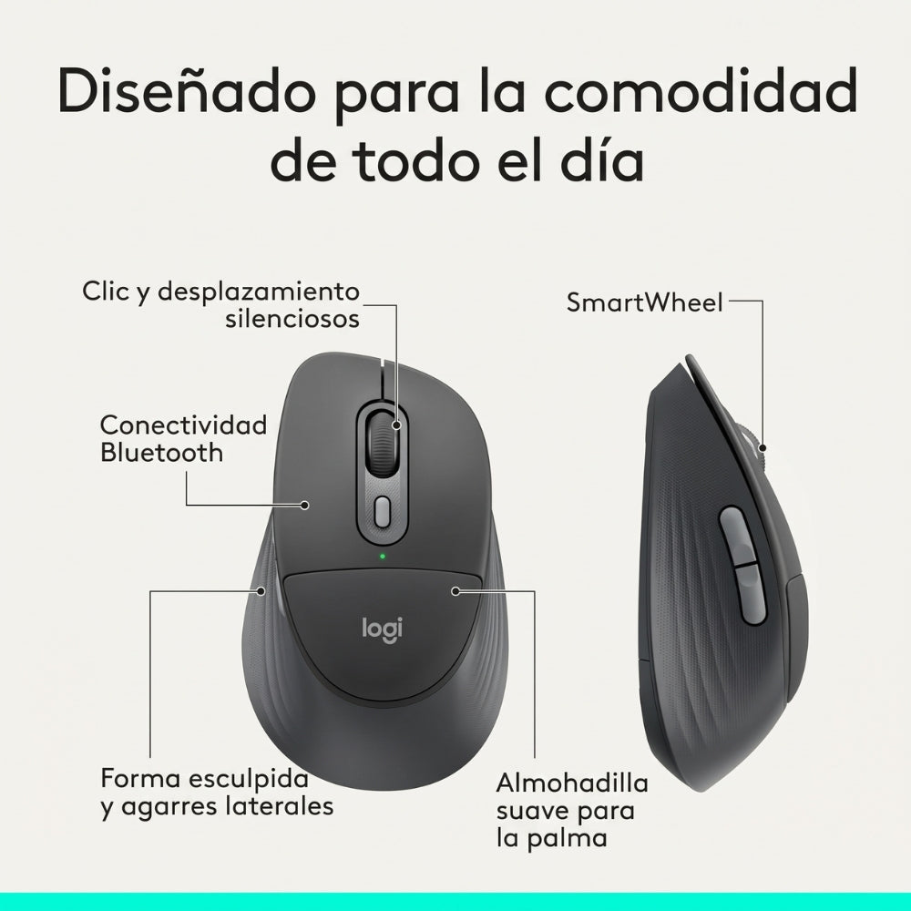 Mouse Inalámbrico Logitech Signature Comfort Plus M850 L Multidispositivo Bluetooth - Grafito
