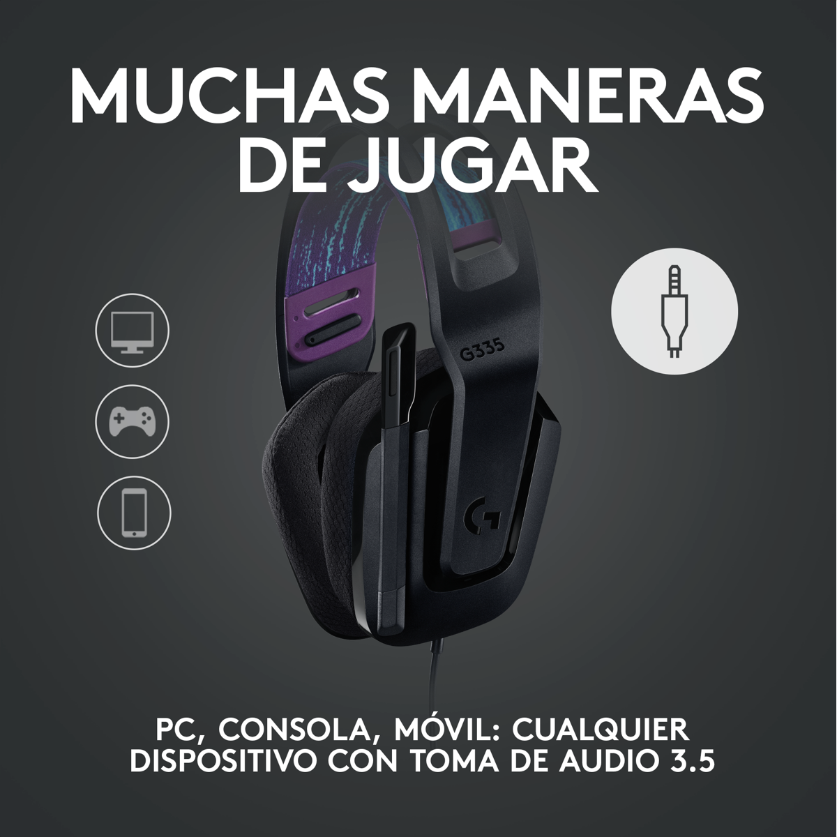 Mouse Gamer Logitech G203 RGB LIGHTSYNC, 6 Botones 8.000 DPI - Negro + Auriculares Gamer Logitech G335 con Cable y Micrófono para PC, Xbox, Playstation - Negro