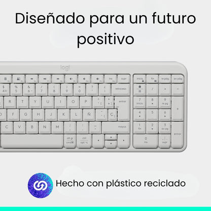 Teclado Bluetooth Inalámbrico Logitech K250 Compacto + Logitech M240 Silencioso Ratón Bluetooth Inalámbrico - Blanco