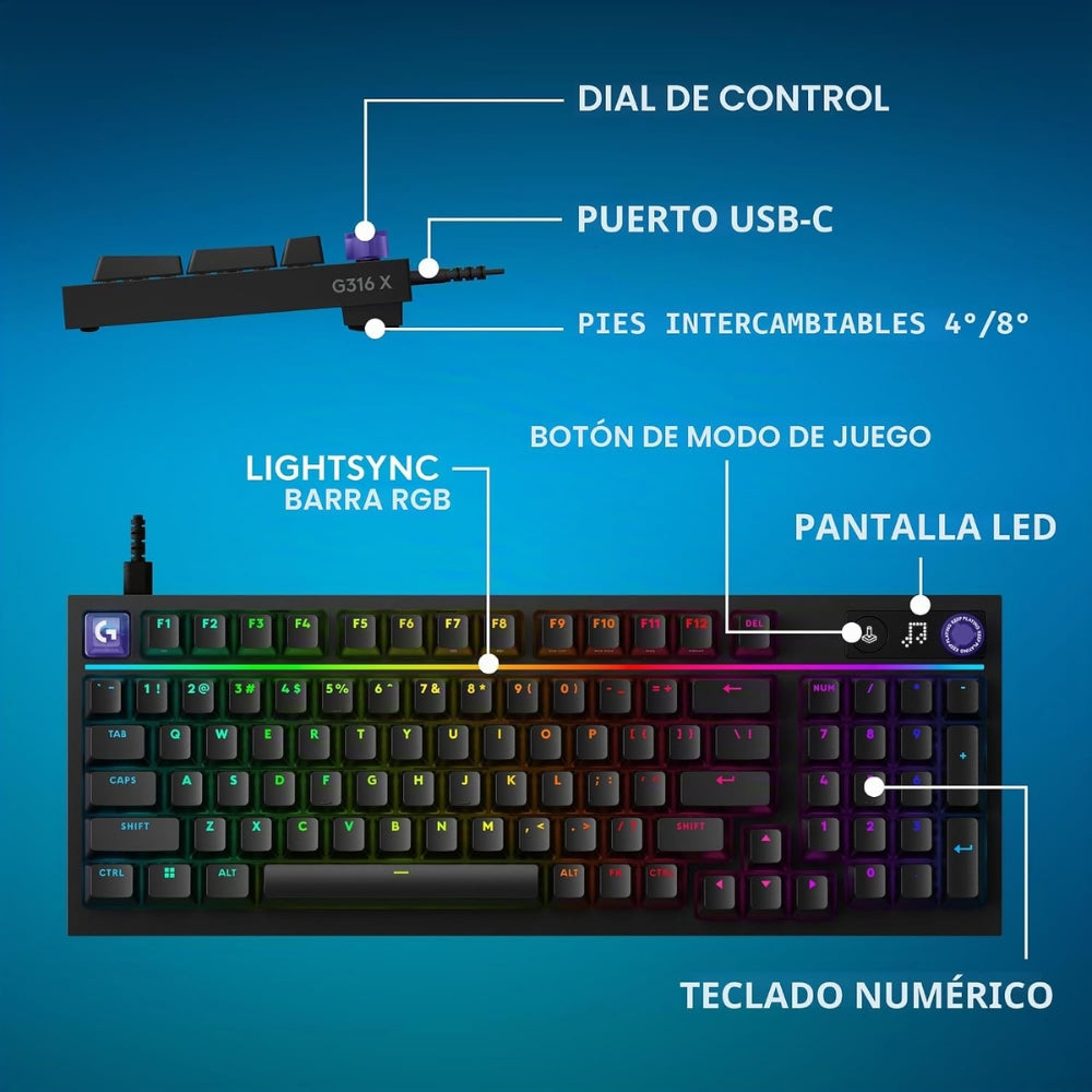Teclado Gamer Mecanico Logitech G316 X 98 Switch Tactil - Negro