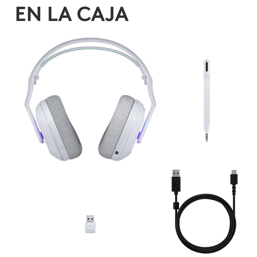 Auriculares Gamer Inalámbricos Logitech G522 LIGHTSPEED con RGB LIGHTSYNC Blanco + Obsequio Soporte para Diadema