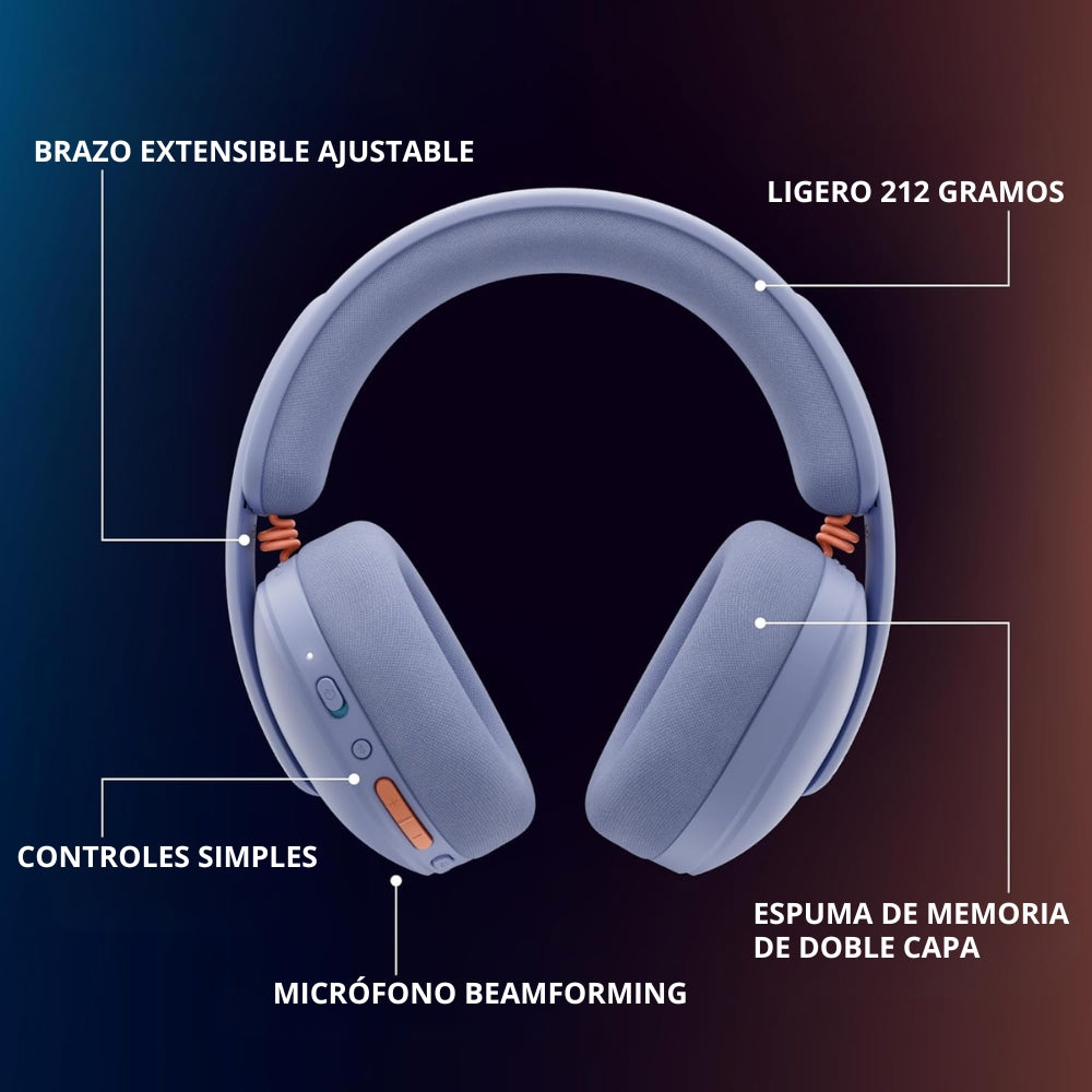 Auriculares Gamer Inalámbricos Logitech G325 LIGHTSPEED Bluetooth PC/PS5/Switch/Xbox - Lila + Obsequio Soporte para Diadema