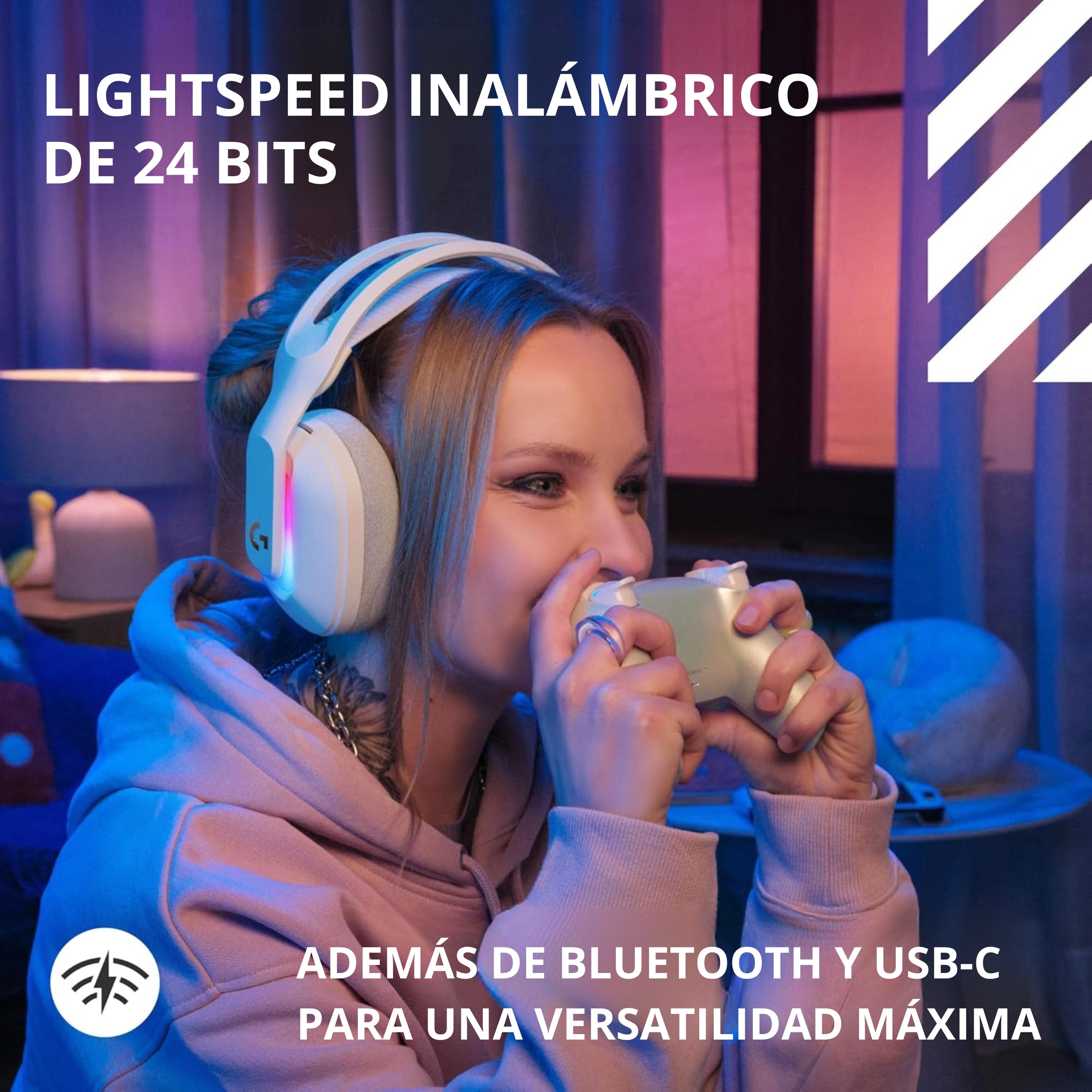 Diadema Gamer Logitech G A20X Lightspeed para PS5, Xbox, Switch, PC, Blanco + Obsequio Soporte para Diadema