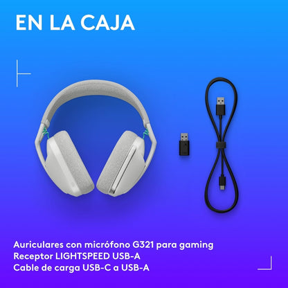 Audífonos Diadema Gamer Inalámbrica Logitech G321 LIGHTSPEED Bluetooth PC/PS5/Switch - Blanco