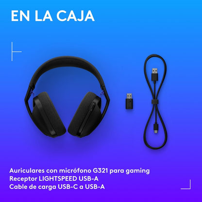 Audífonos Diadema Gamer Inalámbrica Logitech G321 LIGHTSPEED Bluetooth PC/PS5/Switch - Negro