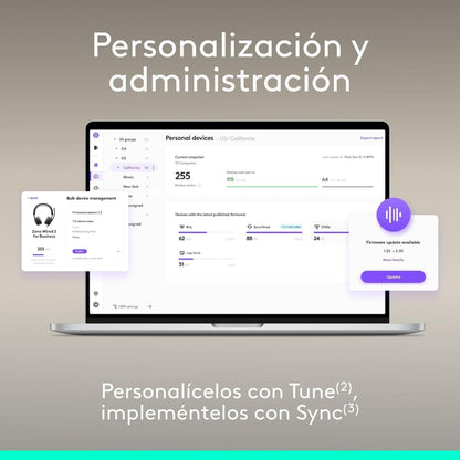 Diadema Profesional Logitech Zone Wireless 2 ES con ANC Híbrida Adaptativa - Grafito