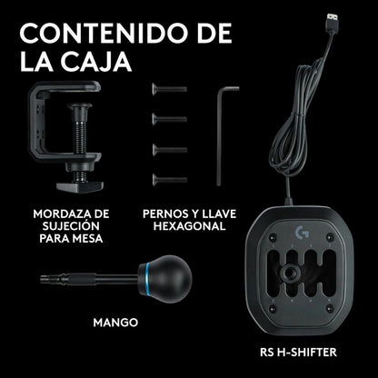 Palanca de Cambios Logitech G RS H-Shifter en Patrón H de 7 Velocidades y Reversa para Sim Racing PC