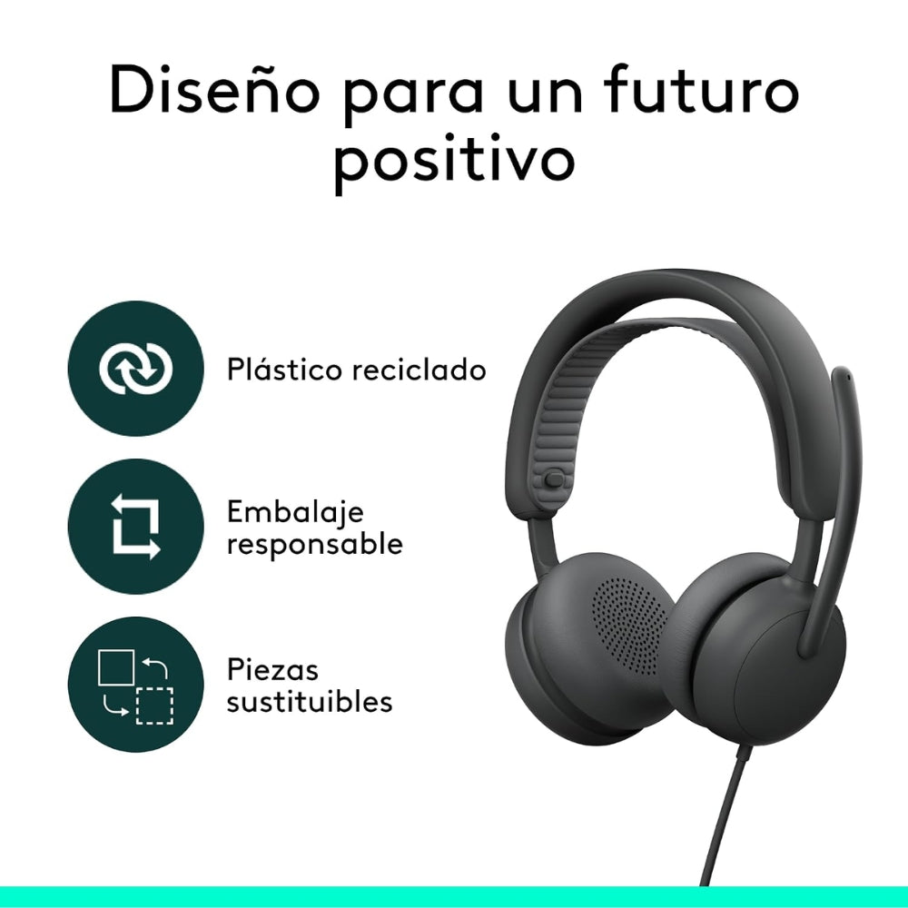 Diadema Profesional Logitech Zone Wireless 2 ES con ANC Híbrida Adaptativa - Grafito