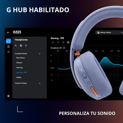 Auriculares Gamer Inalámbricos Logitech G325 LIGHTSPEED Bluetooth PC/PS5/Switch/Xbox - Lila + Obsequio Soporte para Diadema