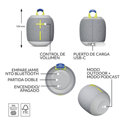 Parlante Bluetooth Ultimate Ears Wonderboom 4, Gris