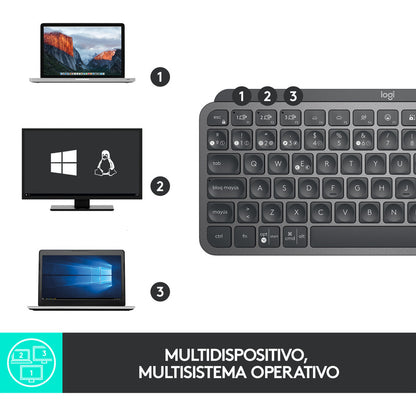 Teclado Avanzado Recargable, Logitech Mx Keys Mini, Grafito