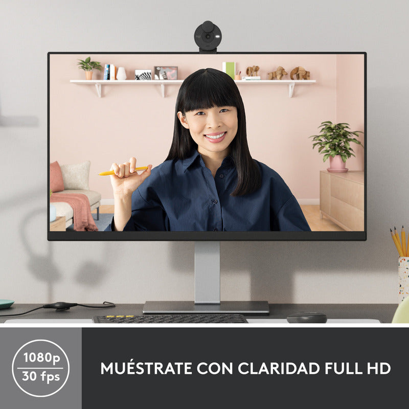 Webcam Logitech Brio 300 Full Hd 1080p Rightlight 2, Grafito