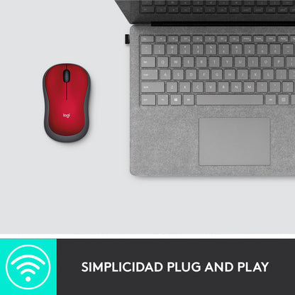 Mouse Inalámbrico Logitech M185, Win Mac Chrome Linux Rojo