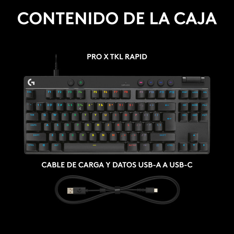 Teclado Gamer Logitech G Pro X Tkl Rapid Rgb Lightsync Negro