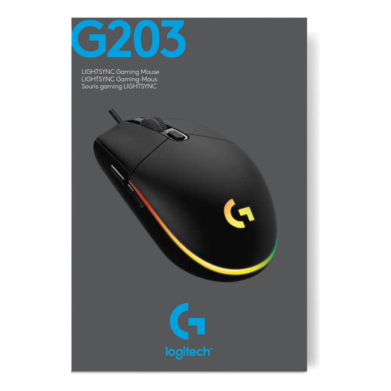 Mouse Gamer Rgb Logitech G203 Lightsync, 6 Botones, Negro